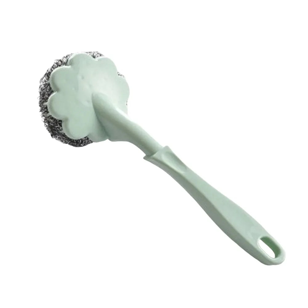 Long Handle Steel Wire Pot Scrubber Brush | Kitchen Cleaner