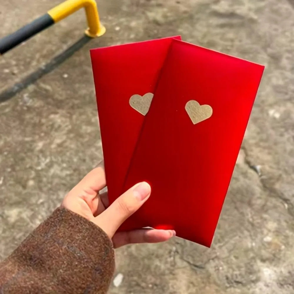 6pcs Red Gift Envelopes – Love Patterns | New Year & Valentine's