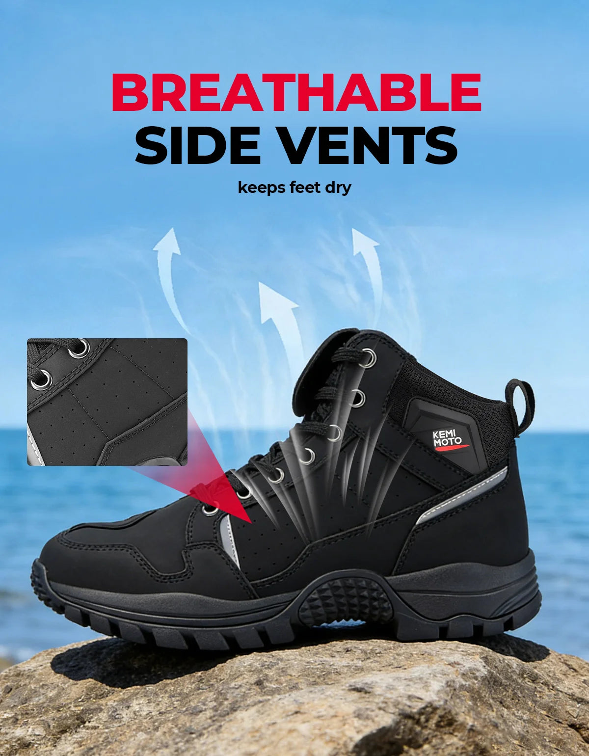 KEMITOUR Men's Motorcycle Boots – Breathable Ankle Protection Motorcycle Ankle Boots Nixie