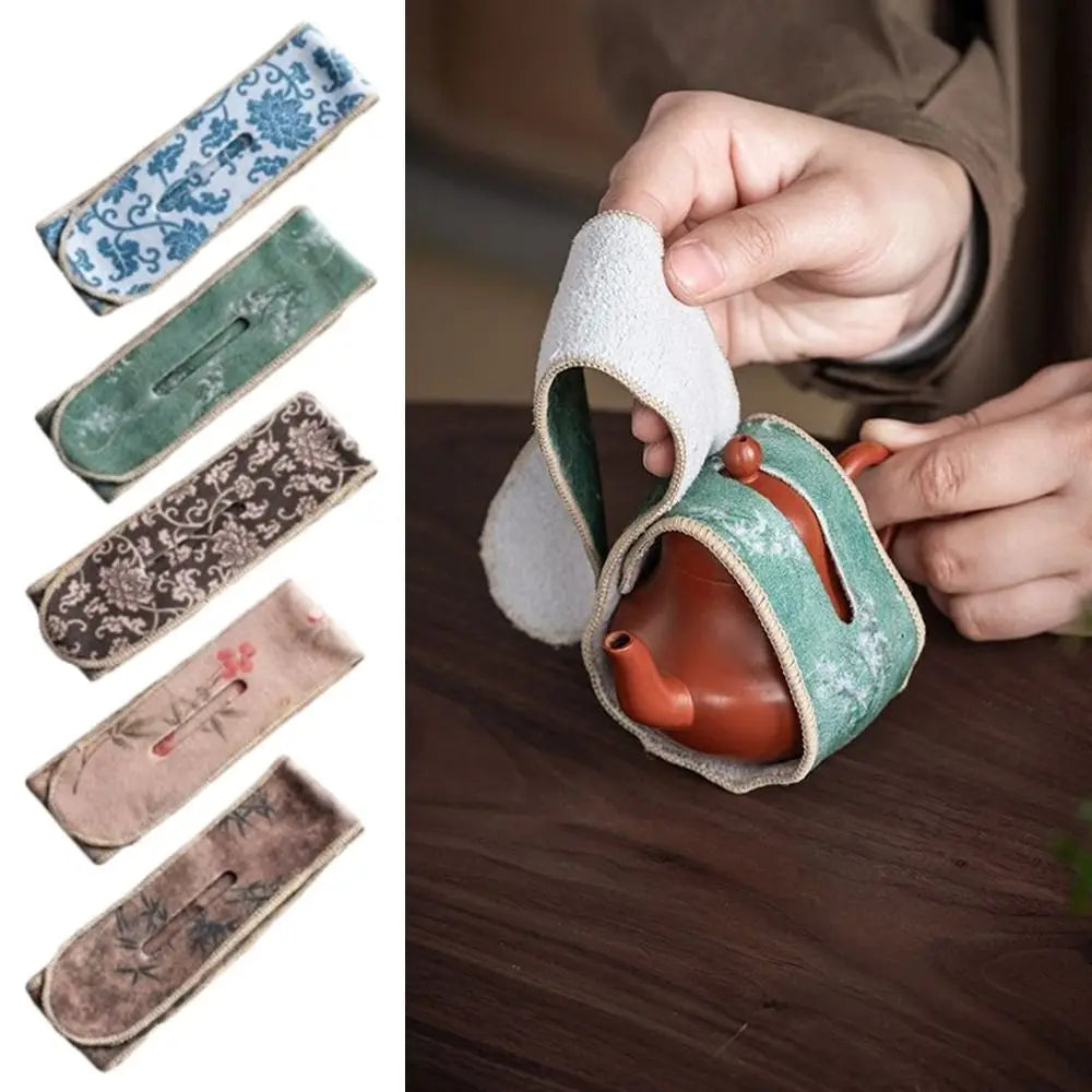 Retro Suede Teapot Protective Cover | Chinese Style Travel Wrap Teapot Protective Cover Nixie