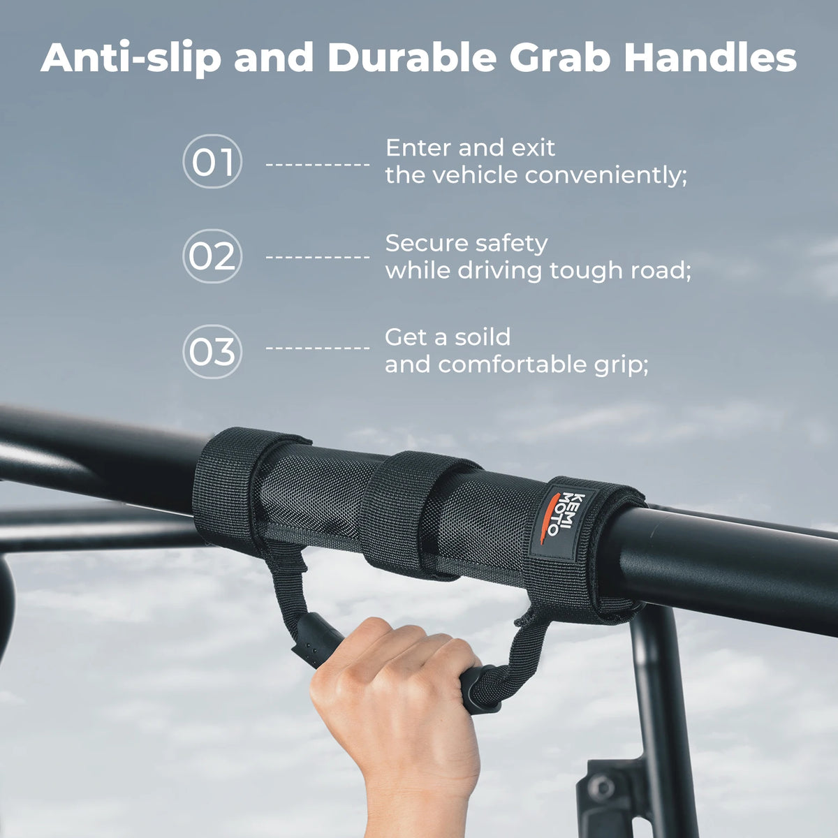 2PCS UTV Grab Handles 1.5–2" Roll Bar – Polaris, Can-Am UTV Grab Handles Nixie