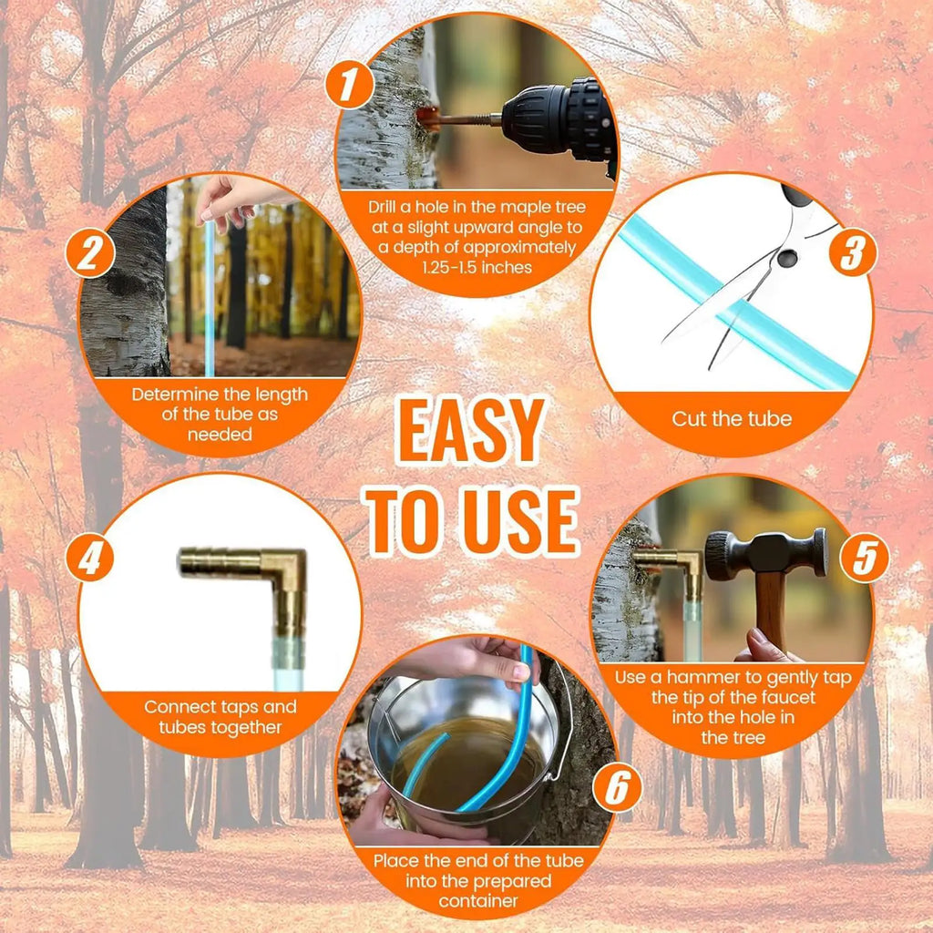 4-Piece Maple Syrup Tree Tapping Kit – Tubes, Bag & Brush