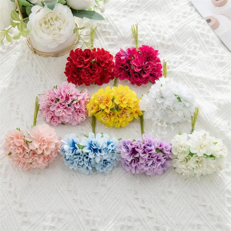 Mini Artificial Silk Carnation Bouquet 6 Heads – DIY Decor