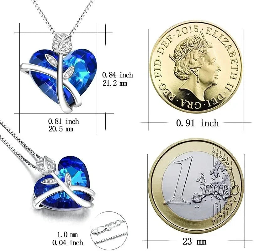 Silver Rose Flower Butterfly Pendant Necklace | Elegant Gift