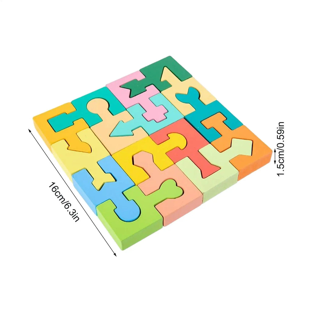 Wooden Geometric Shape Puzzle 16 Pcs – Kids Learning Toy
