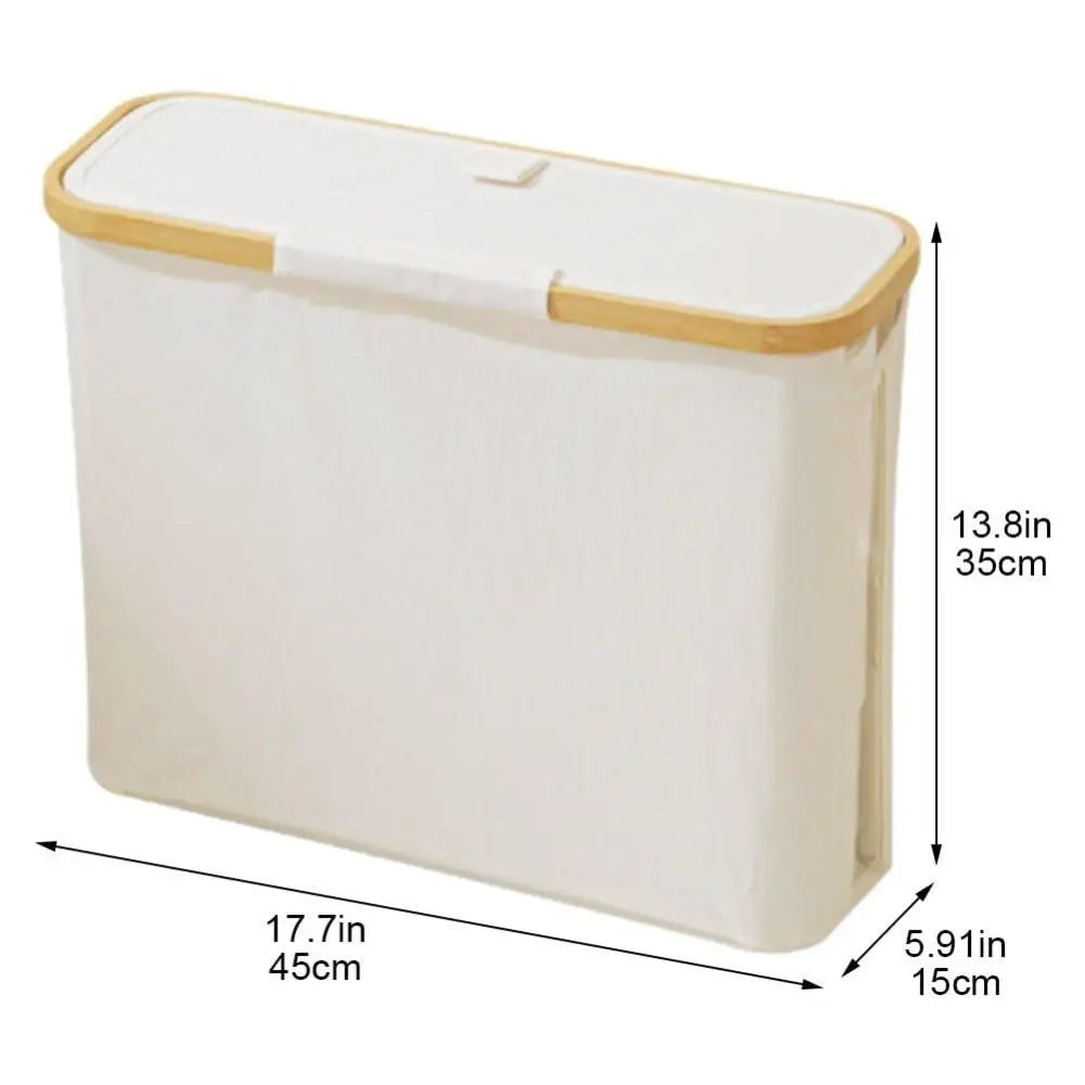 Bamboo Toilet Paper Storage Basket with Lid – Large Capacity Bathroom Storage Basket Nixie