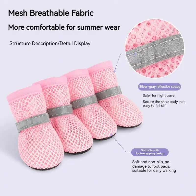 4Pcs Breathable Mesh Dog Boots | Non-Slip Paw Protectors Dog Paw Boots Nixie