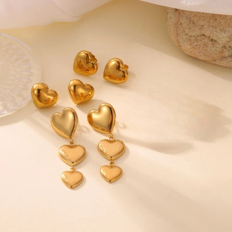 Gold Heart Stud Earrings – 14K Gold Plated Stainless Steel Stud Earrings Nixie