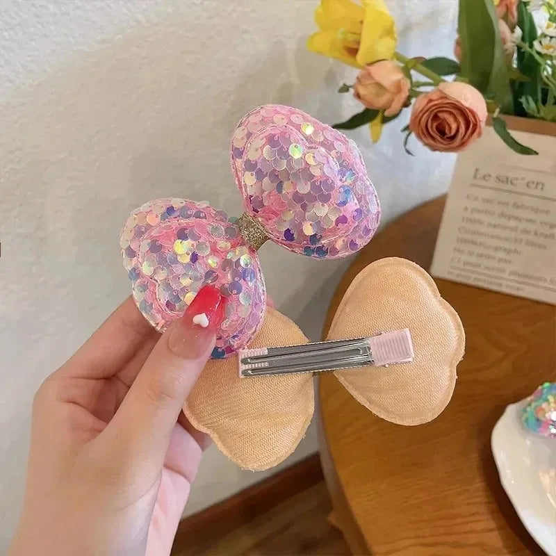 5PCS Glitter Sequin Gradient Bow Hair Clips for Girls & Kids Kids Bow Hair Clips Nixie