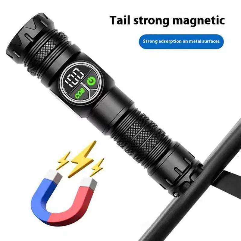 LED Zoomable Waterproof Flashlight – Dual Light Camping Torch