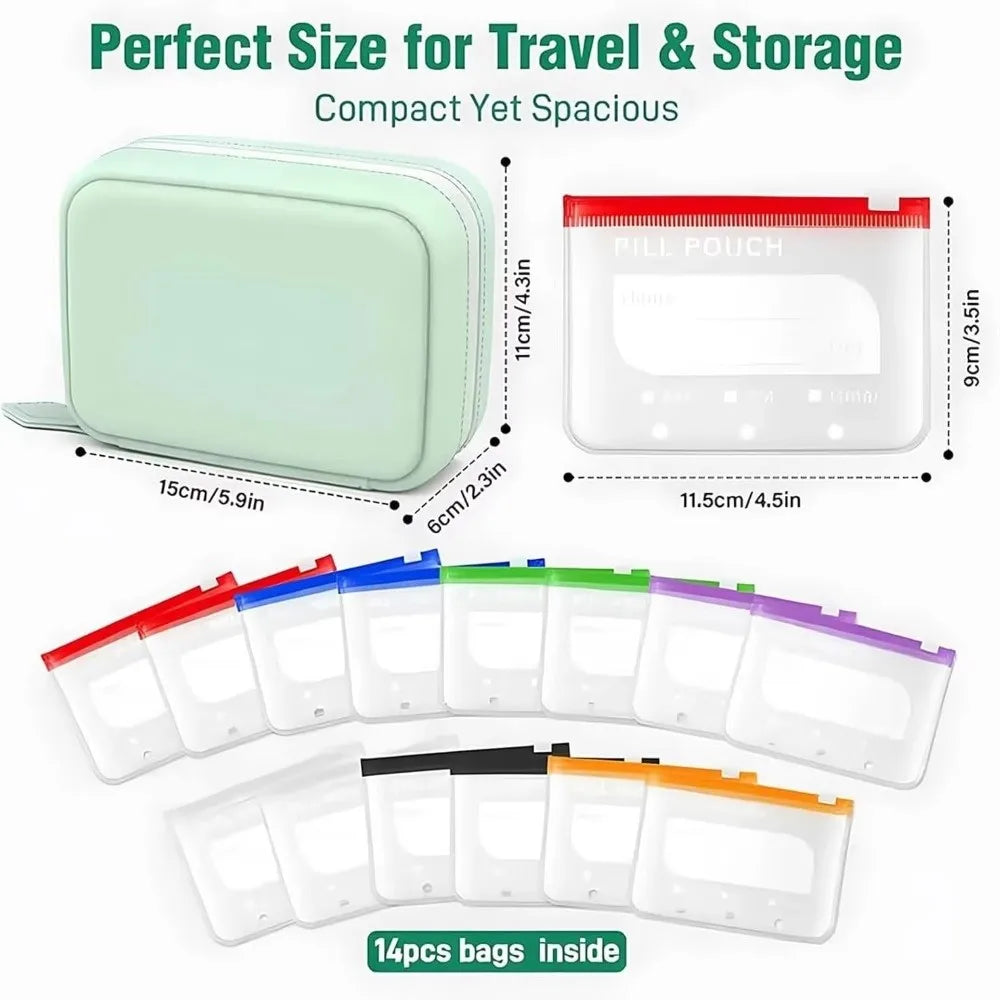 BPA-Free Weekly Pill Organizer 7/14 PCS Waterproof Pouches