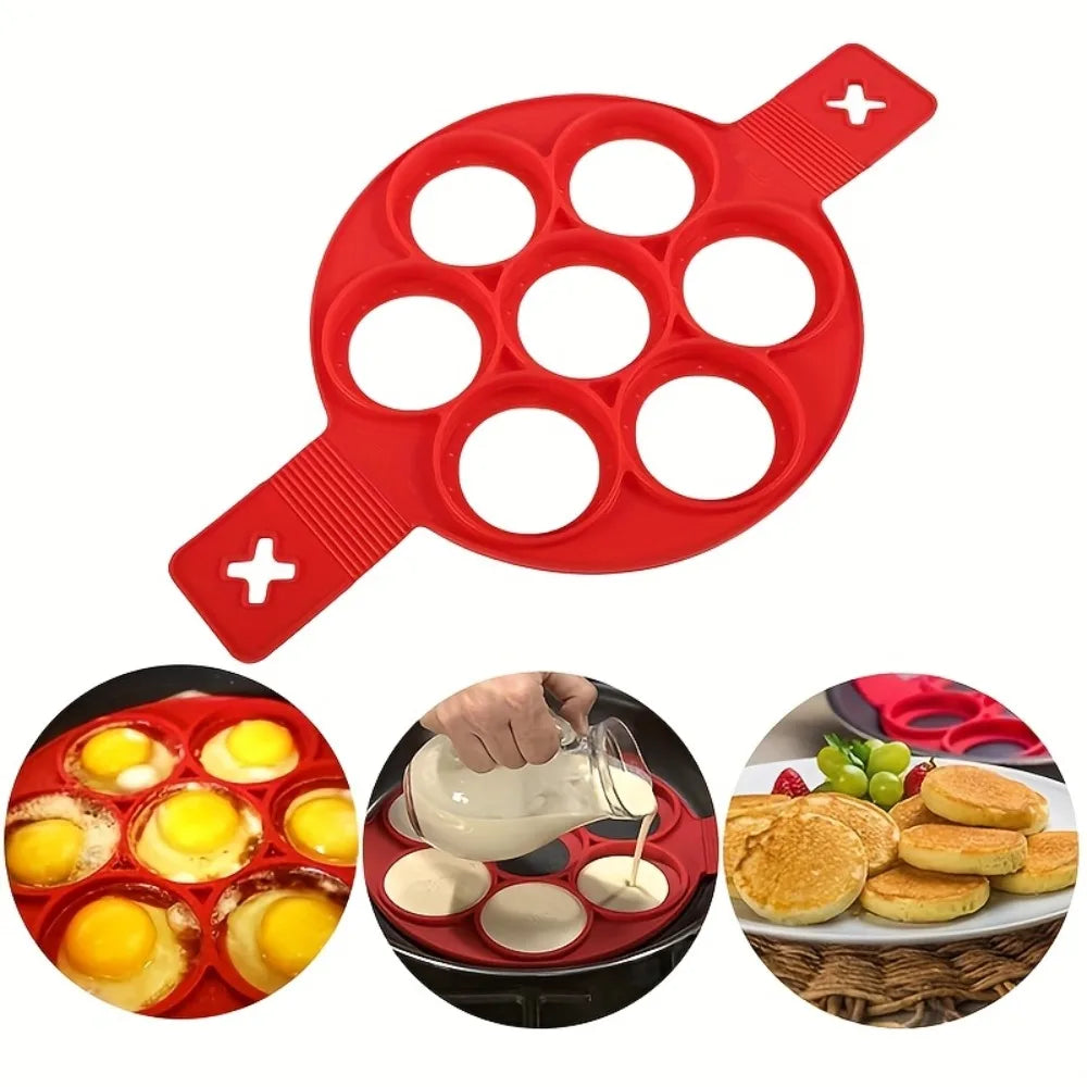 Silicone Non-Stick Pancake & Egg Maker – Red Mini Cooking Mold Silicone Cooking Mold Nixie