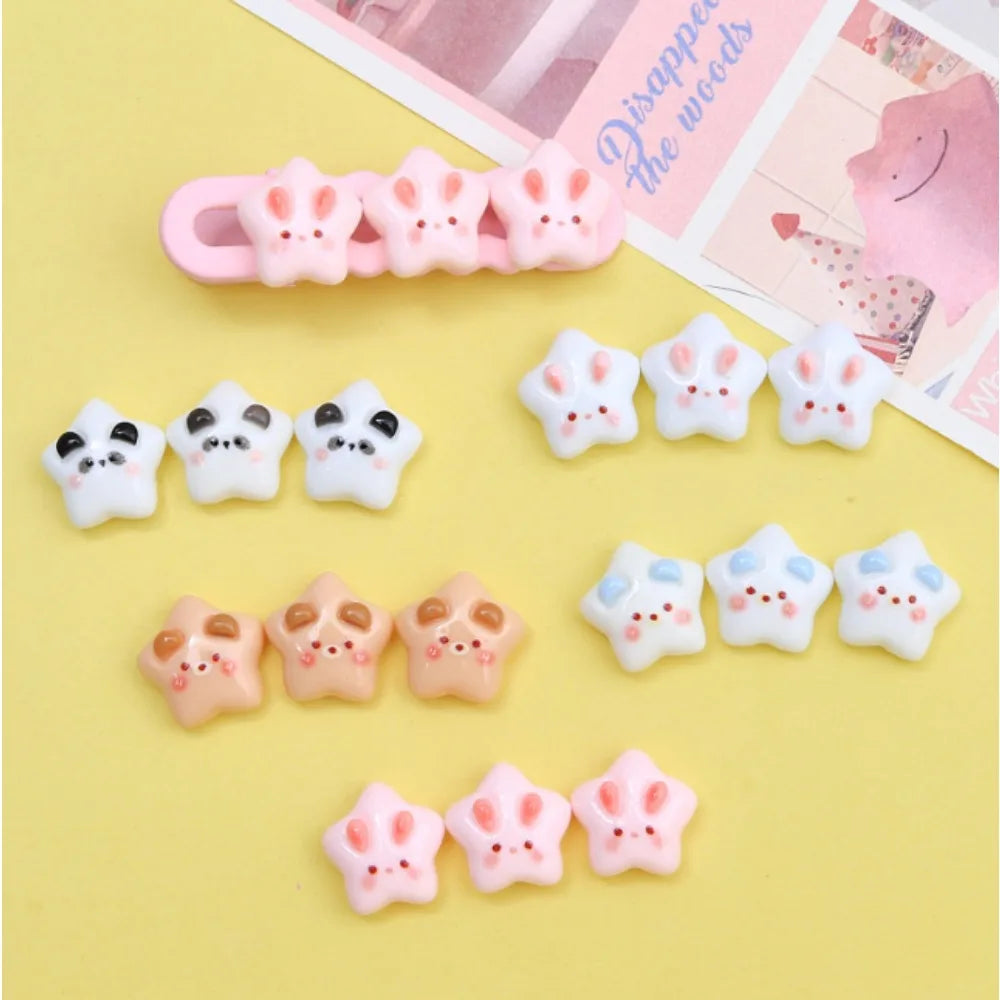 10pcs Mini Resin Charms – Rabbit Bear Star DIY Jewelry Making Resin Craft Charms Nixie