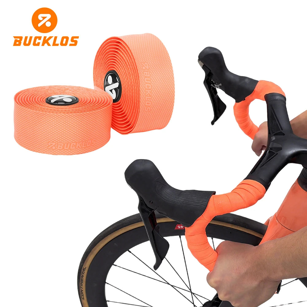 BUCKLOS Road Bike Handlebar Tape Non-Slip Ultralight PU+EVA Bicycle Handlebar Tape Nixie ORANGE