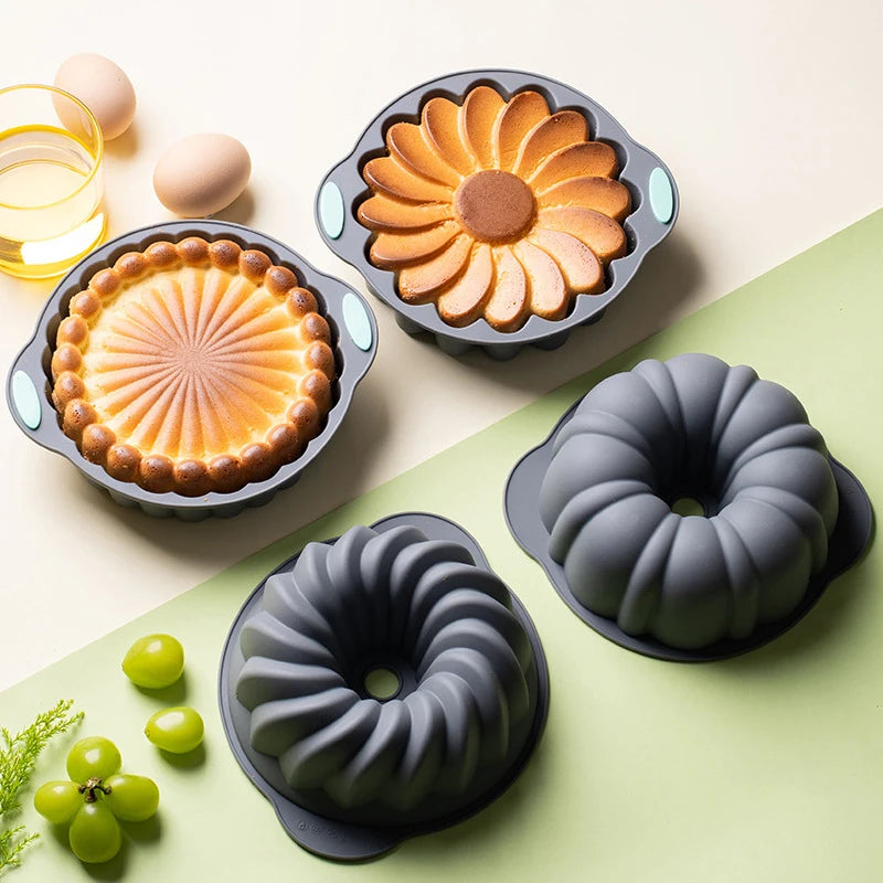 Round Silicone Cake Mold 3D Spiral Nonstick Baking Pan Silicone Cake Mold Nixie