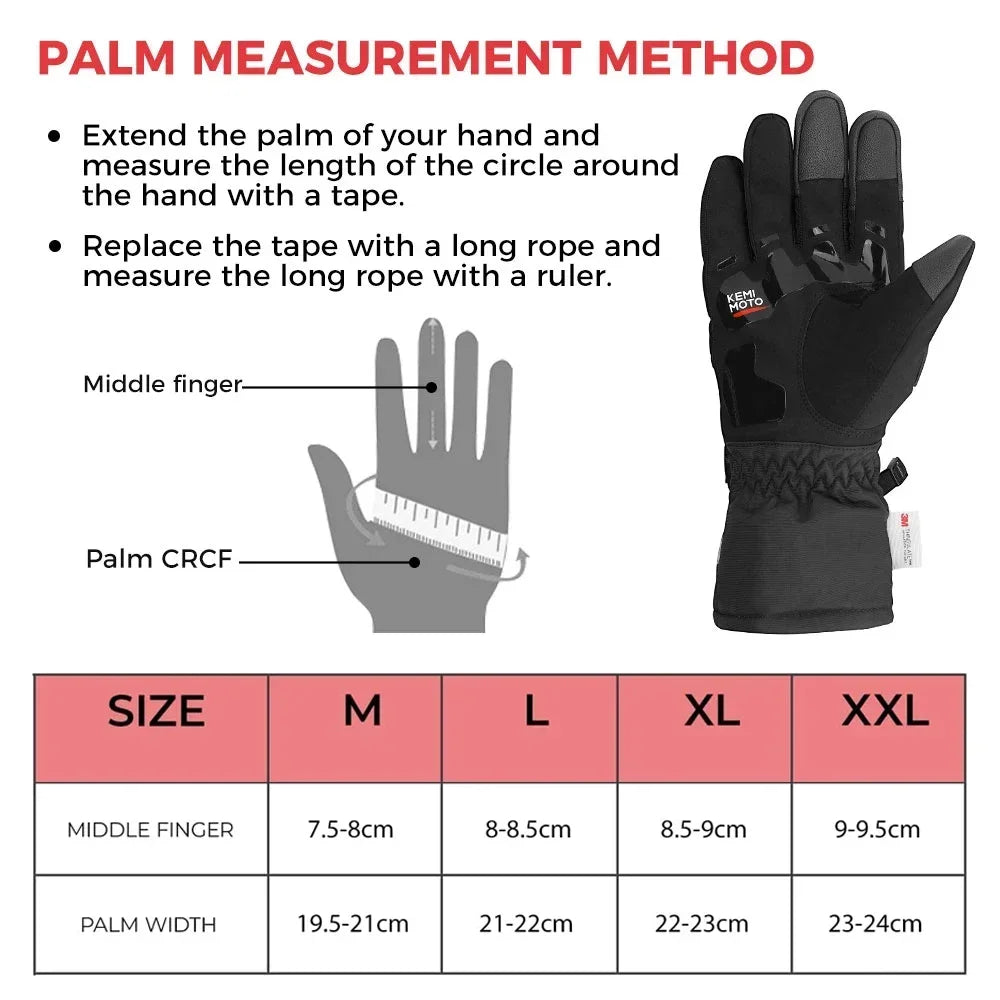 KEMiMOTO Winter Motorcycle Gloves – Waterproof & CE Rated Motorcycle Gloves Nixie