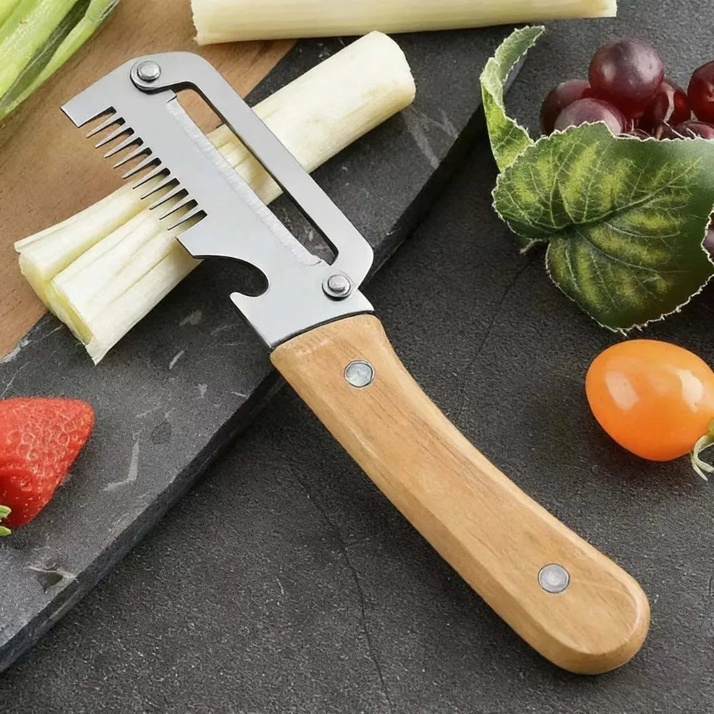 2-in-1 Paring Knife & Peeler | Stainless Steel Wood Handle Paring Knife Peeler Nixie