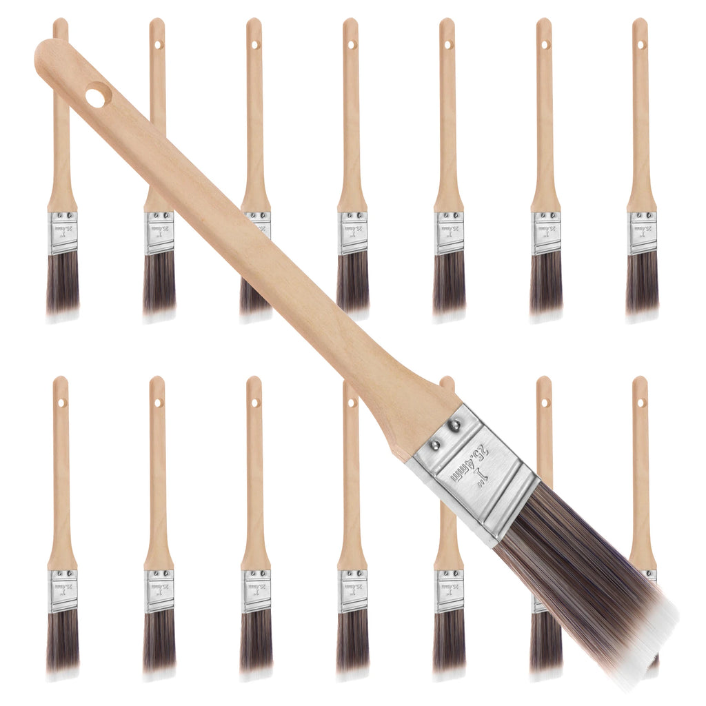 15-Pc 1 Inch Paint Brush Set – Wood Handle, Straight & Slant Paint Brush Set Nixie Plagiocephaly
