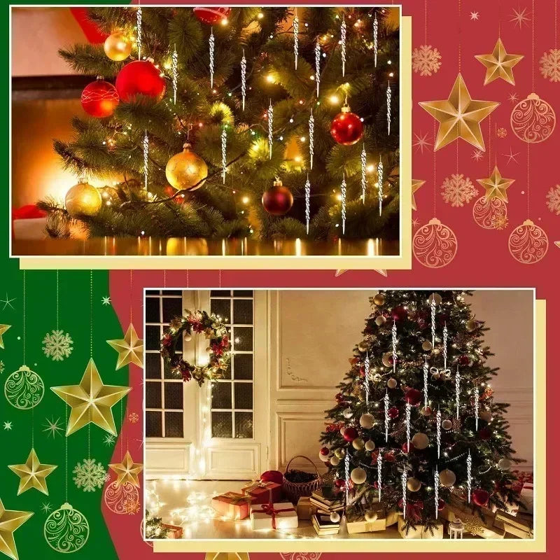 36PCS Clear Acrylic Icicle Christmas Ornaments – 9 Styles Christmas Ornaments Nixie