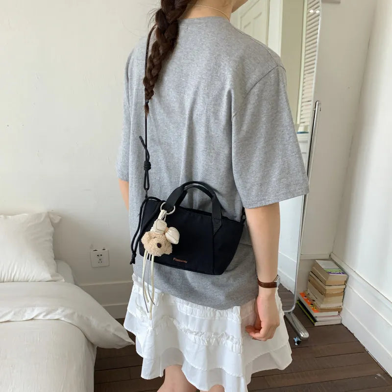 Korean Mini Crossbody Bucket Bag – Nylon Women's Handbag Crossbody Bucket Bag Nixie Black