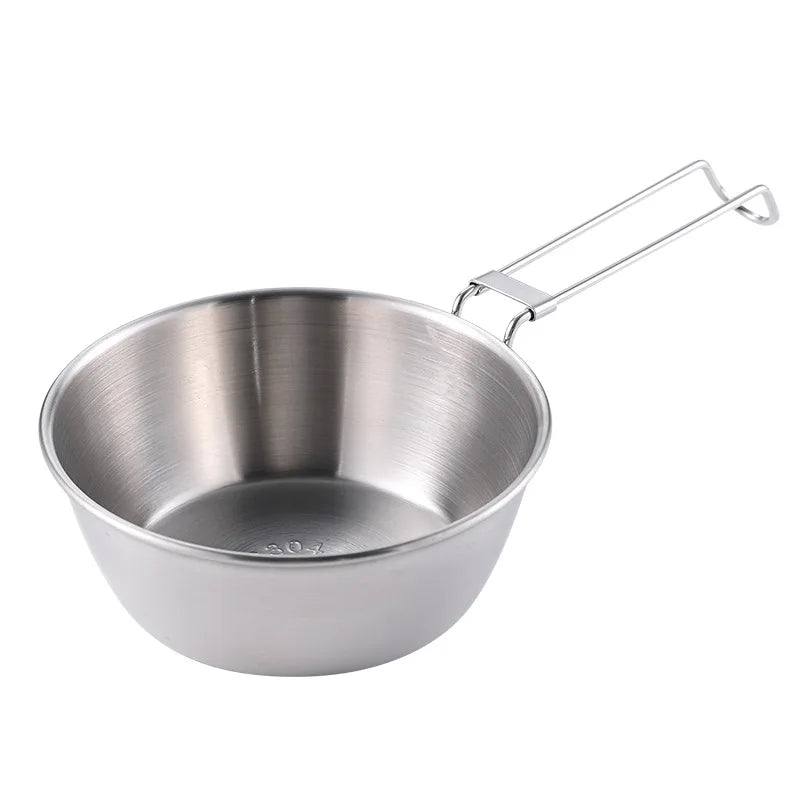 Foldable 304 Stainless Steel Camping Bowl with Handle Camping Bowl Nixie