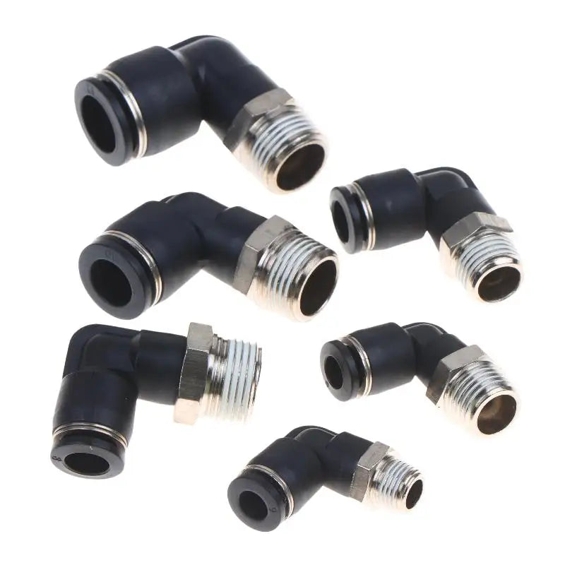 5Pcs 90° Push-Fit Pneumatic Elbow Fittings | PL Series Air Tube Pneumatic Elbow Fittings Nixie