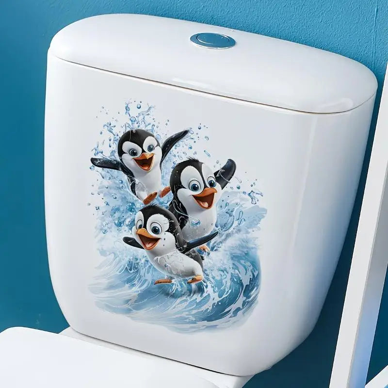 Cute Penguin Toilet Sticker – Waterproof Removable Bathroom Decal Bathroom Wall Sticker Nixie