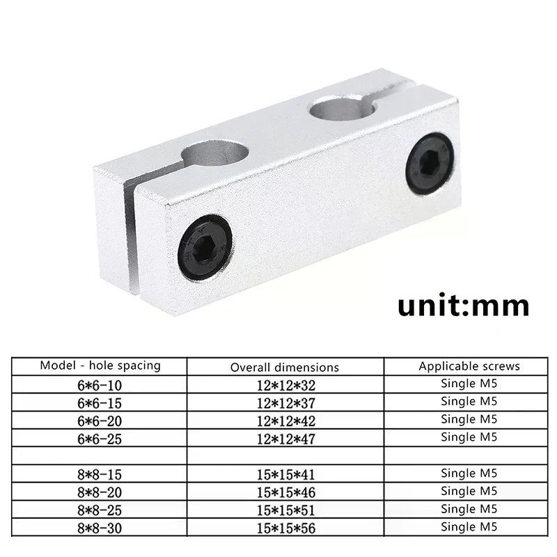 6mm 8mm Aluminum Parallel Clamp Optical Axis Rod Connector Parallel Clamp Connector Nixie