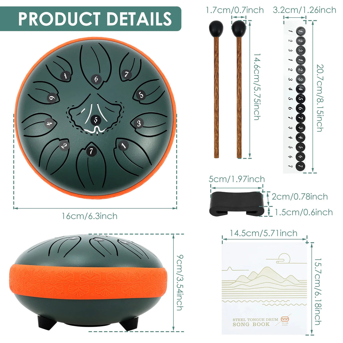 Steel Tongue Drum 11-Key Portable Hand Pan – Yoga & Meditation Hand Pan Drum Nixie