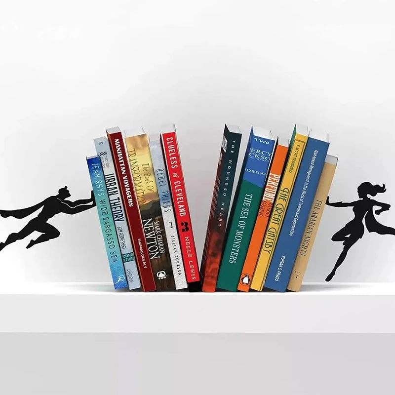 Superhero Bookend Metal Figurine | Desktop Book Organizer Decorative Bookend Nixie