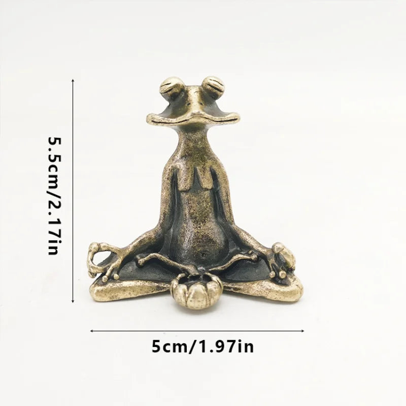 Brass Frog Zen Buddhist Statue Incense Burner & Tea Pet Décor Decorative Figurine Nixie