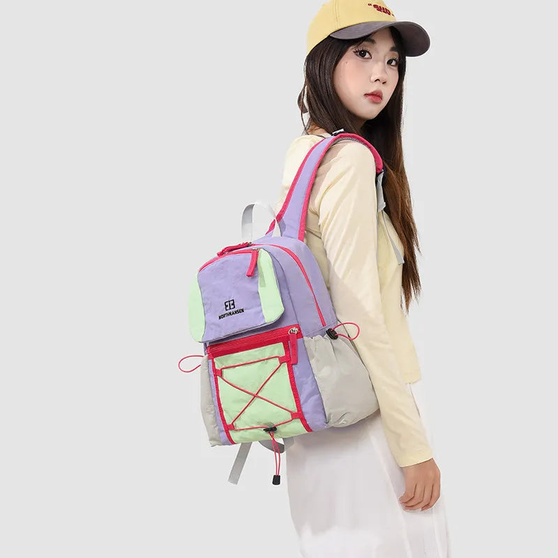Japanese Color-Block Waterproof Backpack – Unisex Nylon Bag Casual Backpack Nixie