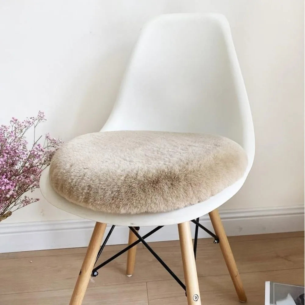 Round Plush Faux Fur Seat Cushion – Soft 45cm Chair Pad Plush Seat Cushion Nixie