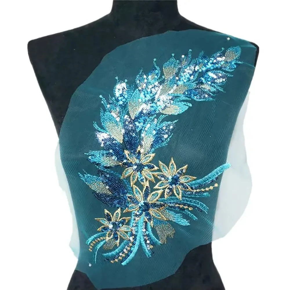 Sequined Floral Embroidery Sew-On Patch | Lace Trim DIY