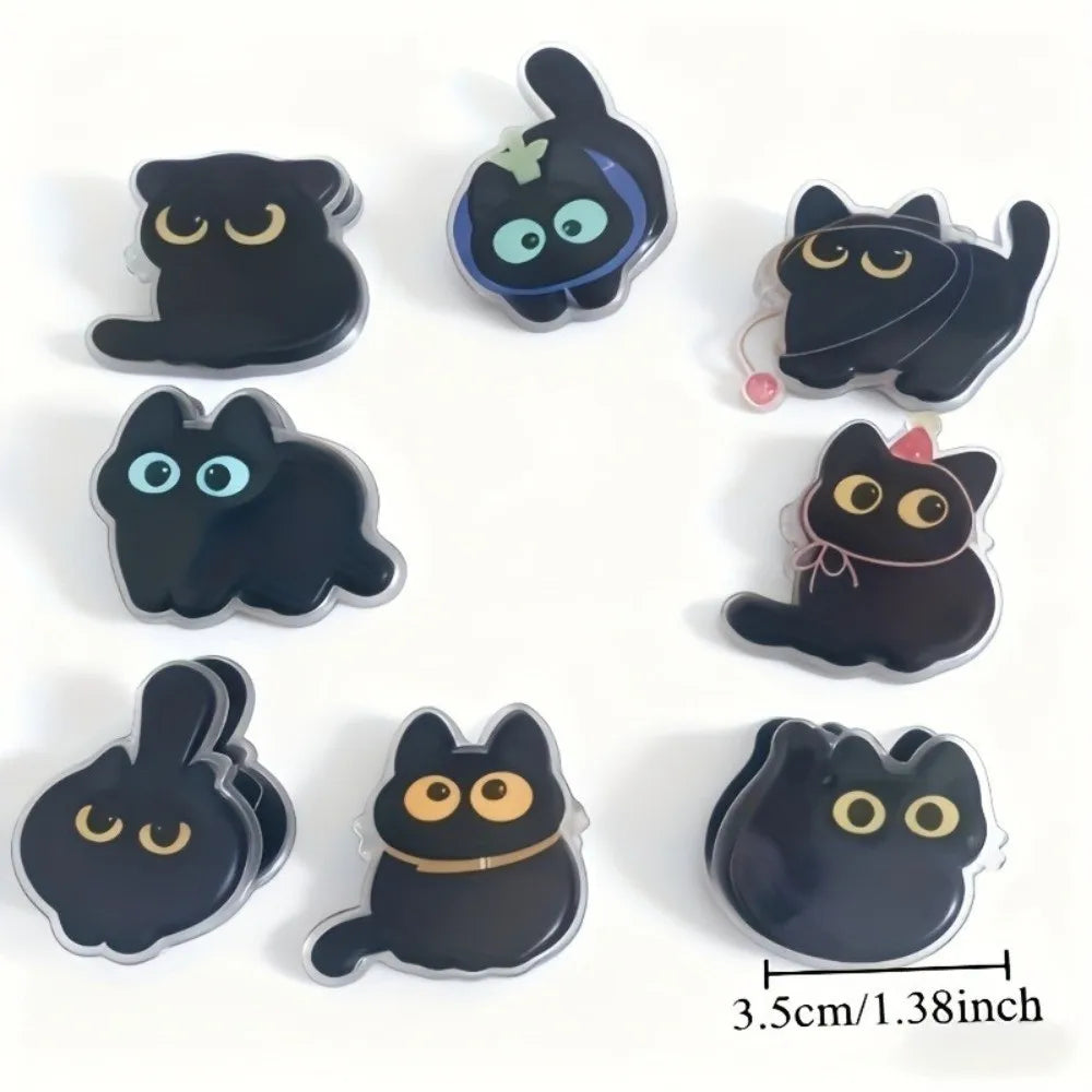 8pcs Acrylic Black Cat Bag Clips – Food Seal & Stationery Food Storage Clips Nixie