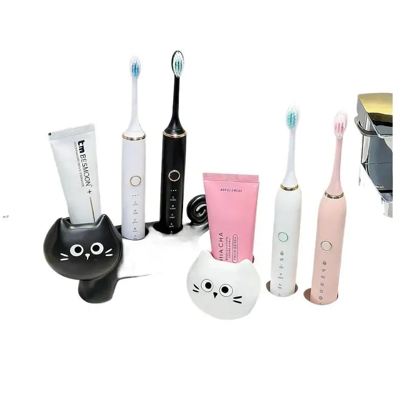 Black Cat Ceramic Toothbrush Holder – 3-Slot Bathroom Organizer Toothbrush Holder Nixie