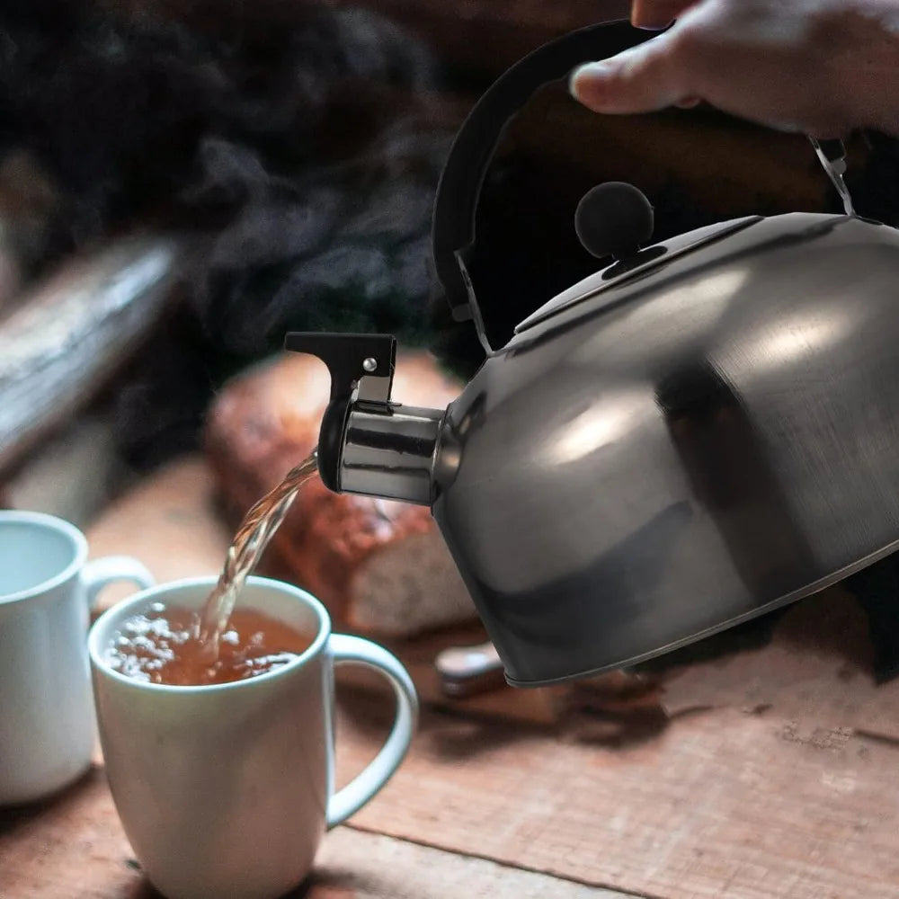 3L Stainless Steel Whistling Camping Kettle | Ergonomic Handle Stovetop Whistling Kettle Nixie