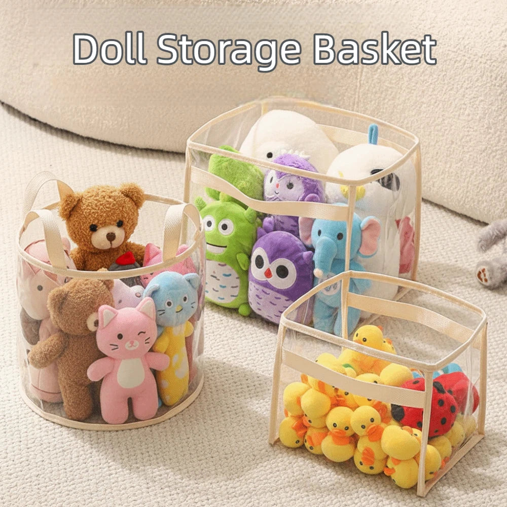 PVC Transparent Storage Basket with Handle – Large Capacity Storage Basket Nixie