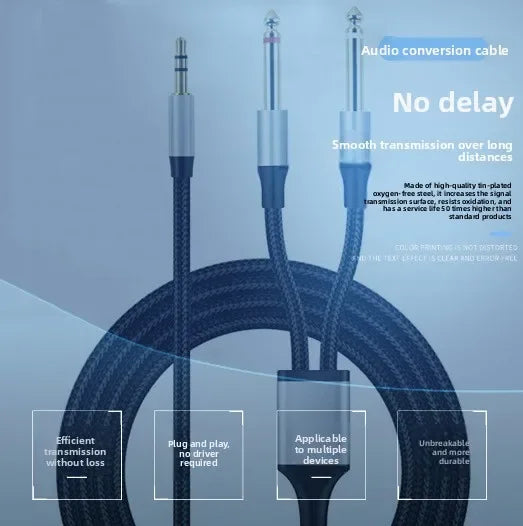 Nixie 3.5mm to Dual 6.35mm Audio Cable – Gold-Plated & DC Noise Audio Splitter Cable Nixie