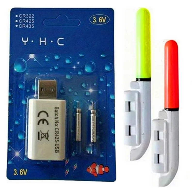 Night Fishing Float Set – 2 Bobbers + USB Charger & CR425 Batteries Night Fishing Float Set Nixie A - No Bell Float