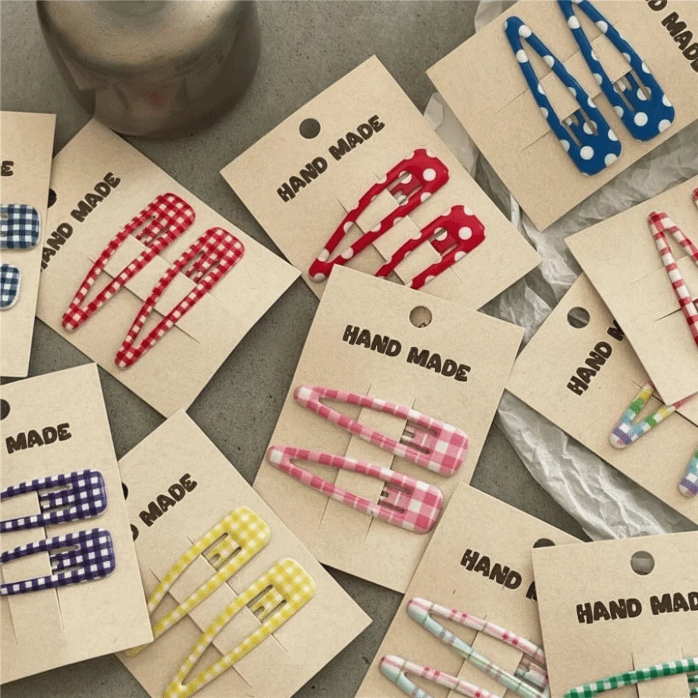 2-Pack Colorful Plaid Teardrop BB Hair Clips – Sweet Barrettes Hair Clips Nixie