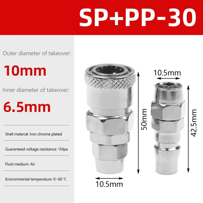 EU Type Pneumatic Quick Coupler Air Compressor Fitting 6–12MM Pneumatic Quick Coupler Nixie A3