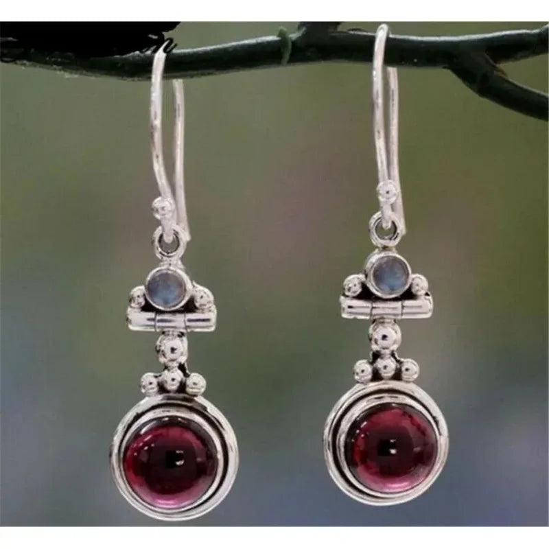 Vintage Red Crystal Drop Stud Earrings – Zinc Alloy & Glass Crystal Stud Earrings Nixie