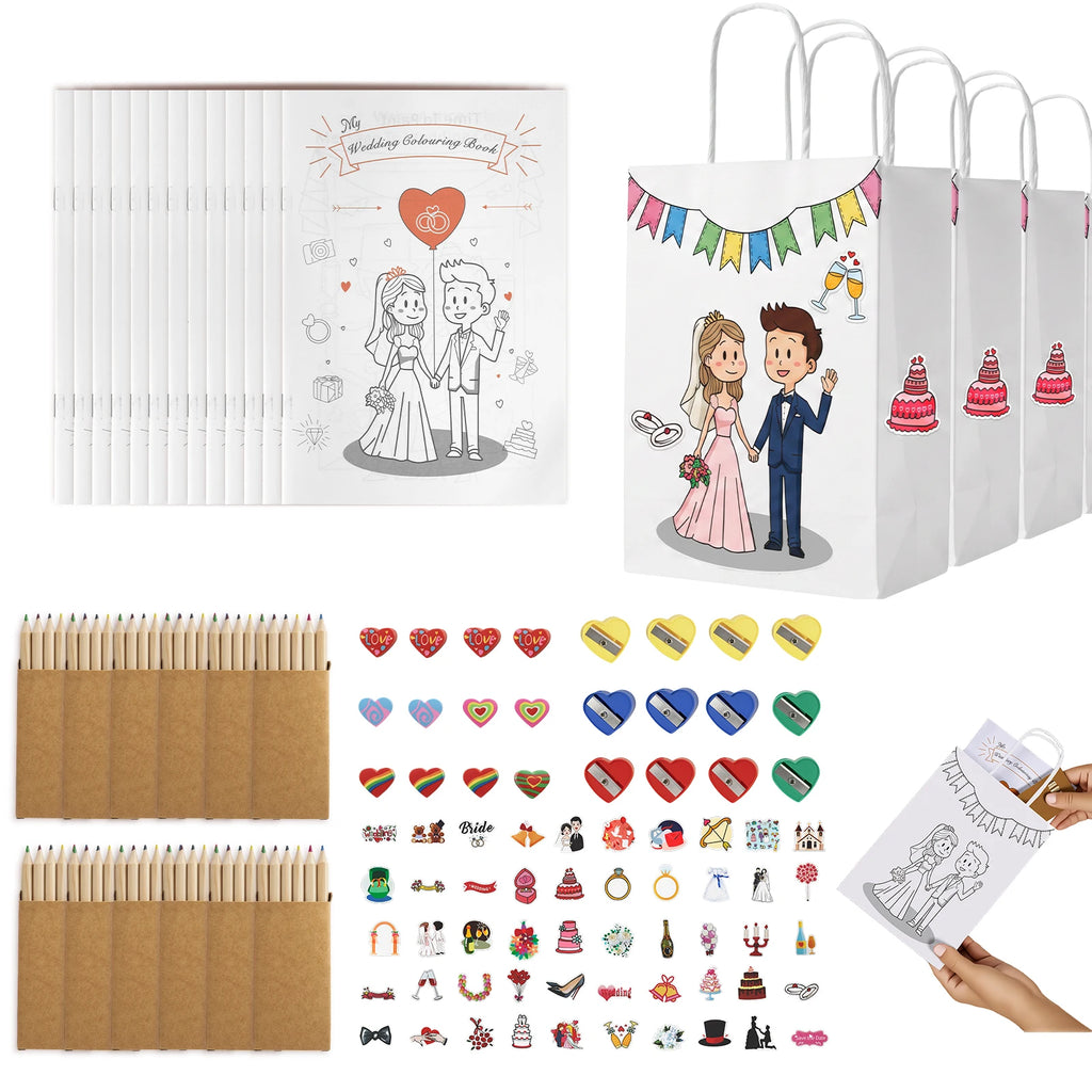 Kids Wedding Activity Pack – 12-Set Favor Kit with Coloring Books Wedding Activity Set Nixie
