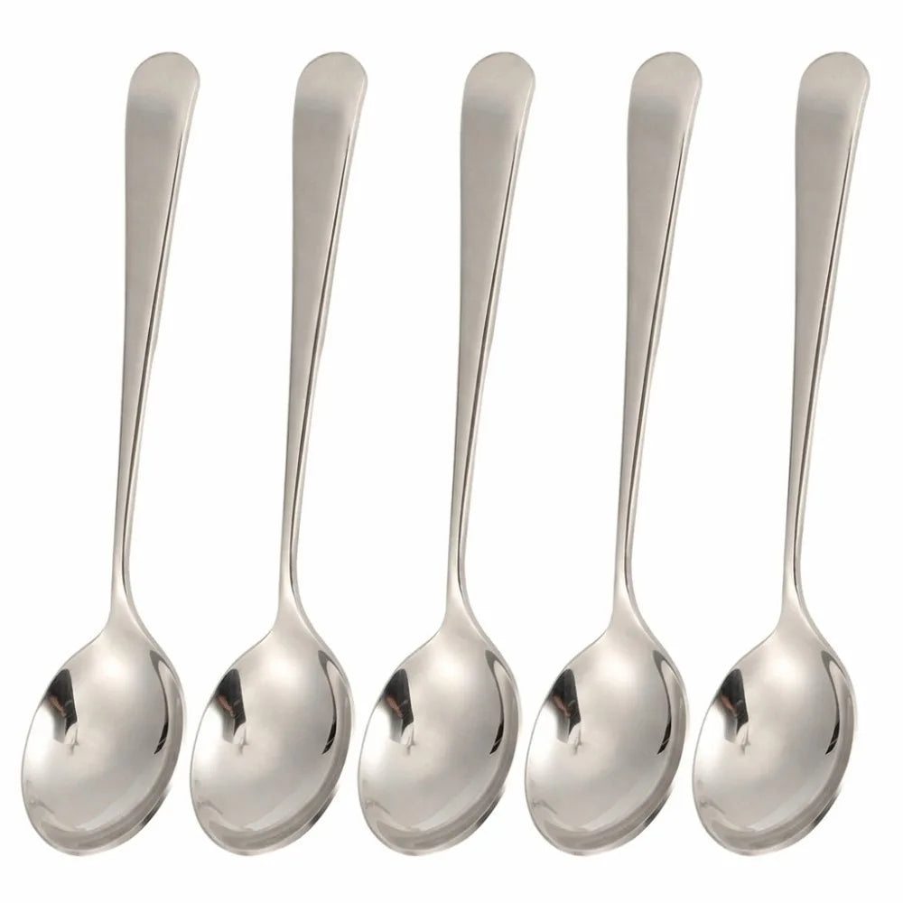 5-Piece Stainless Steel Dessert Spoons & Soup Ladle Set