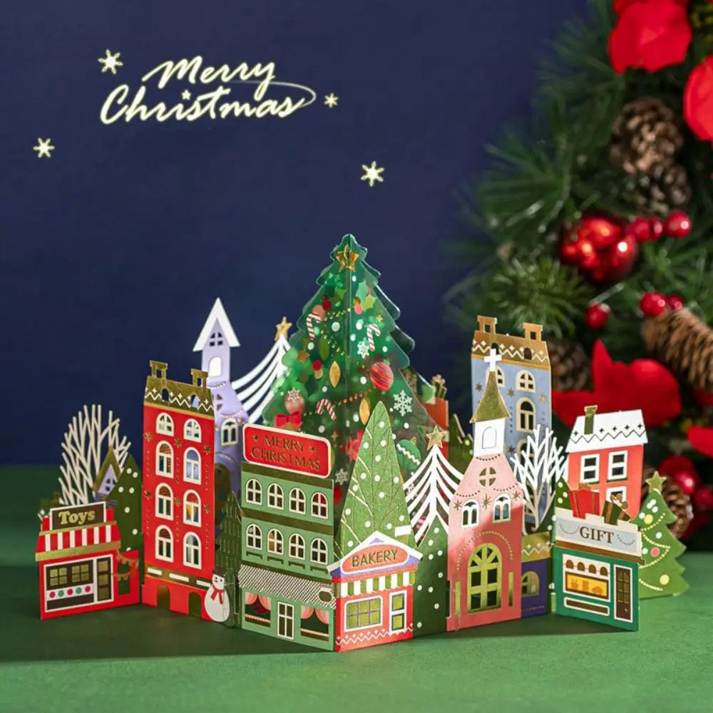 3D Pop-Up Christmas Greeting Card with Envelope – Gold Craft 3D Greeting Card Nixie