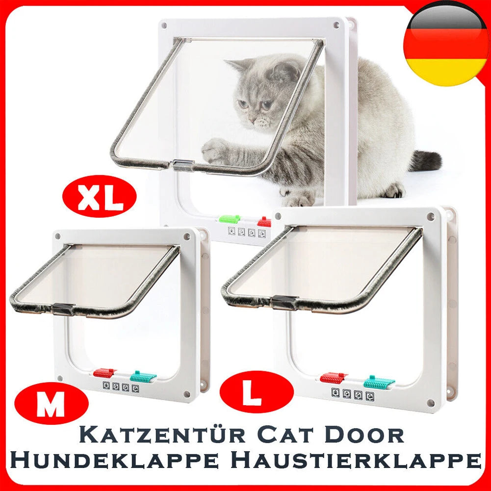 Cat Flap Door 4-Way Lock – Transparent Pet Door for Cats & Dogs Pet Flap Door Nixie