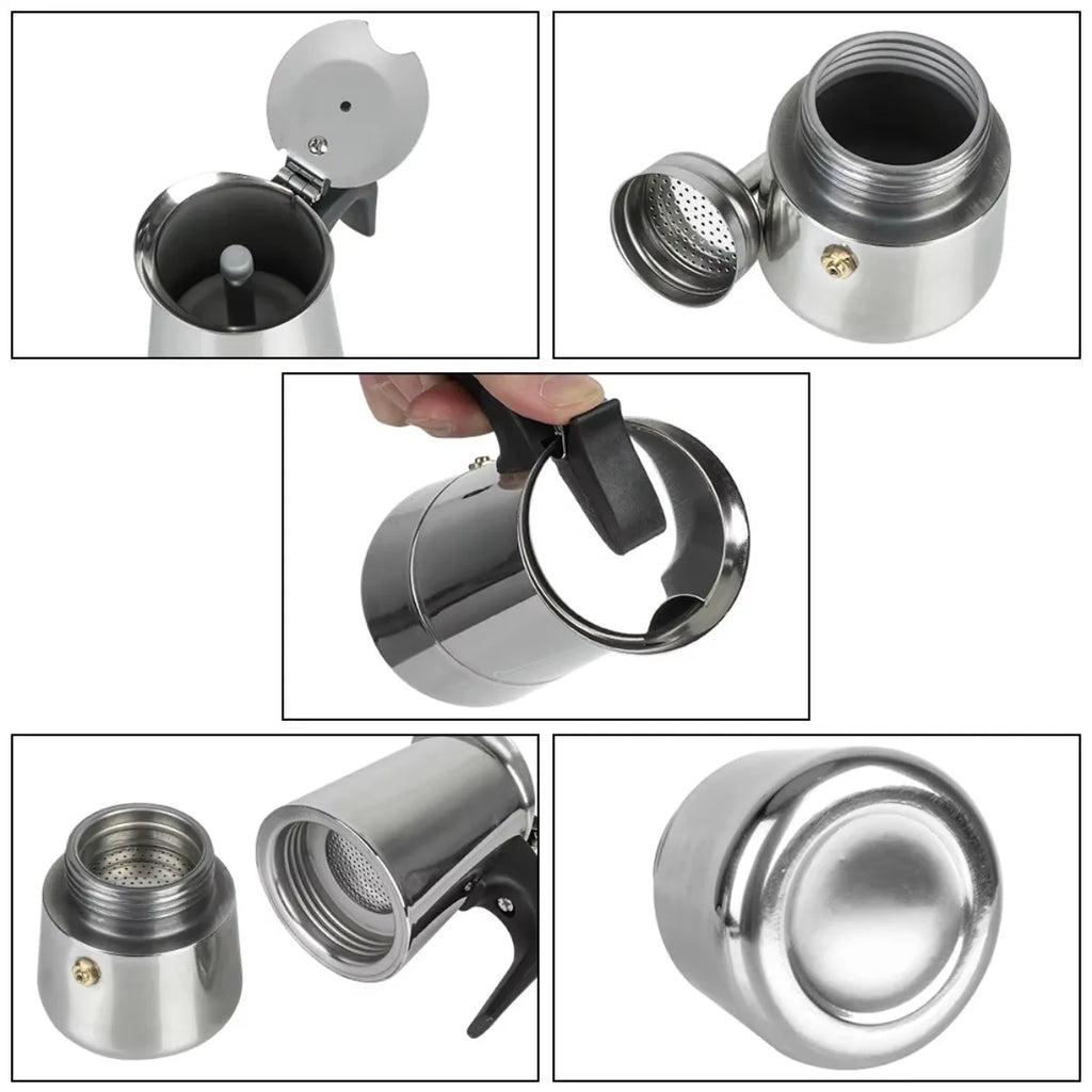 Portable Stainless Steel Moka Pot – Espresso & Tea Maker Moka Pot Coffee Maker Nixie