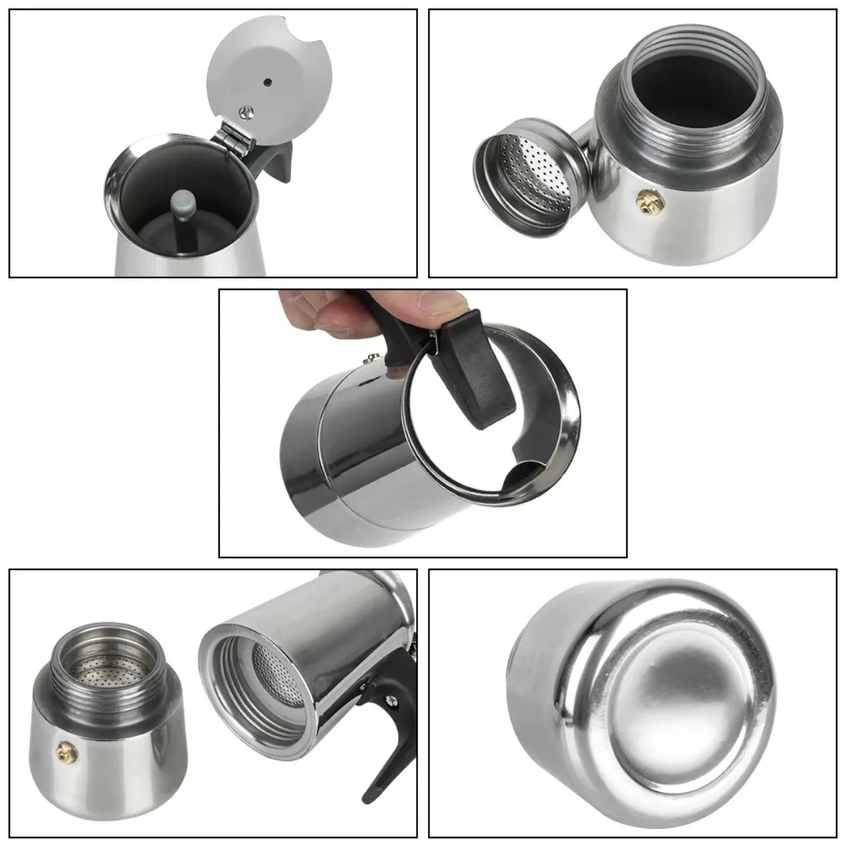 Portable Stainless Steel Moka Pot – Espresso & Tea Maker Moka Pot Coffee Maker Nixie