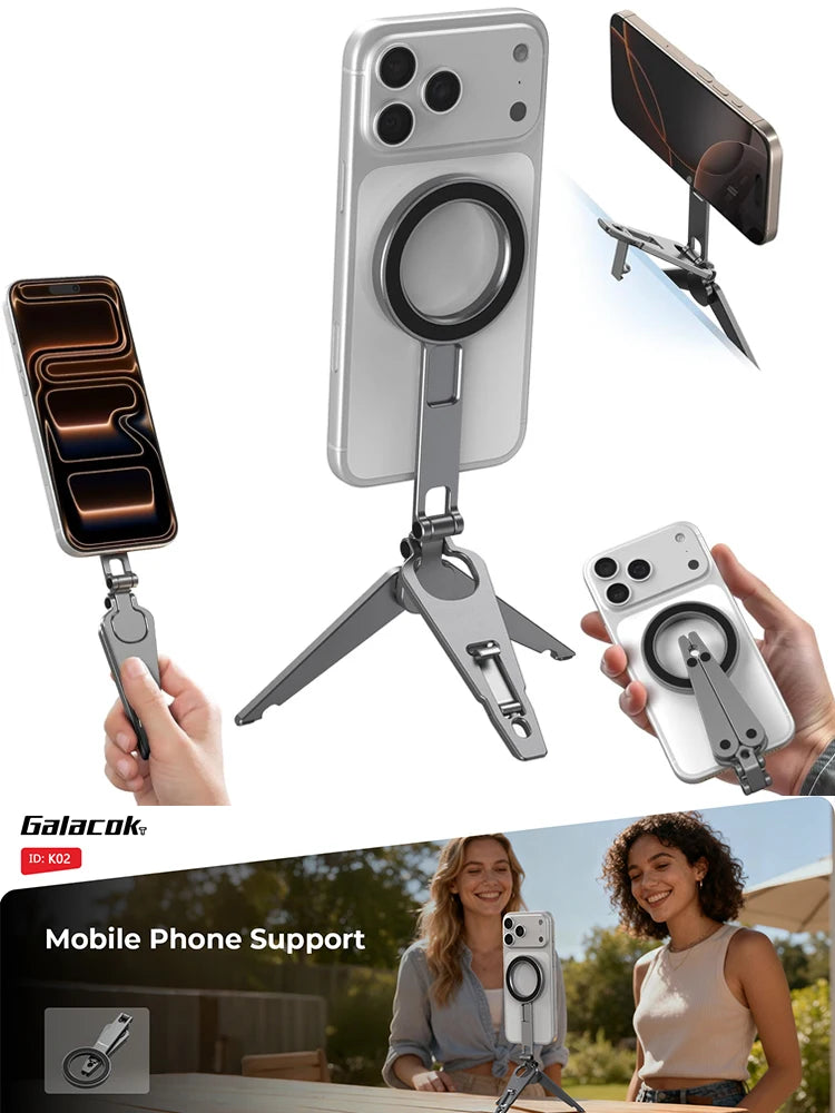 Magnetic Phone Tripod – 270° Tilt, 1/4" Thread, Mini Pocket Mount